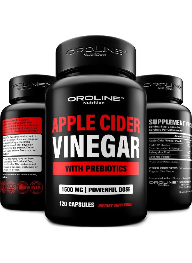 LUBEX Organic Apple Cider Vinegar Capsules (120 Capsules 1500 mg) ACV Tablets w/Prebiotics - Cleanse & Detox Apple Cider Vinegar Pills Fibre Supplement, Appetite Suppressant & Metabolism Booster - Image 2