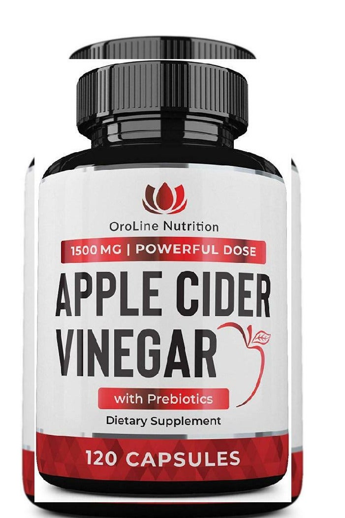 LUBEX Organic Apple Cider Vinegar Capsules (120 Capsules 1500 mg) ACV Tablets w/Prebiotics - Cleanse & Detox Apple Cider Vinegar Pills Fibre Supplement, Appetite Suppressant & Metabolism Booster - Image 1