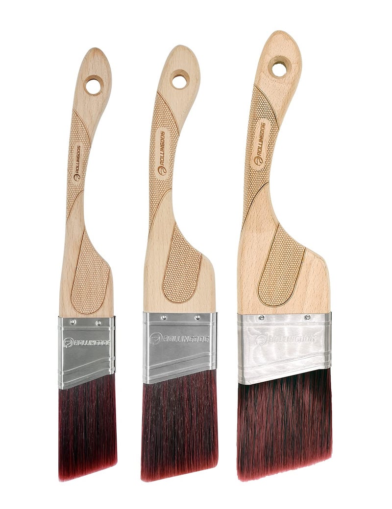 ROLLINGDOG Angled Paint Brush - Trim Brush with Ergonomic Wood Handle for Wall, Furniture, Cutting in Painting,3PC(1.5",2",2.5") - Image 1