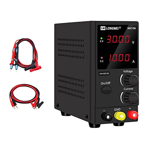 Longwei DC Power Supply Variable,30V 10A 4 Digital LED Display Adjustable Regulated Switching Power Supply Digital with Leads Power Cord (30V 10A Black) Used for Spectrophotometer and lab Equipment Repair - Image 1
