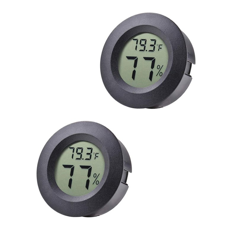 Veanic 2-Pack Mini Hygrometer Thermometer Fahrenheit or Celsius Meter Digital LCD Monitor Indoor Room Round Humidity Temperature Gauge for Humidors Home Greenhouse Babyroom Reptile Incubator - Image 1