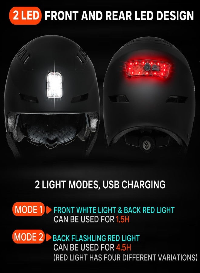DKONI Bike Helmet with LED Lights Bicycle Helmets Commuter Cycling Helmet USB Rechargeable Front & Back LED Light Helmet for Adult Men Women (Black, L: 22″-24″(56-61cm)) - Image 3