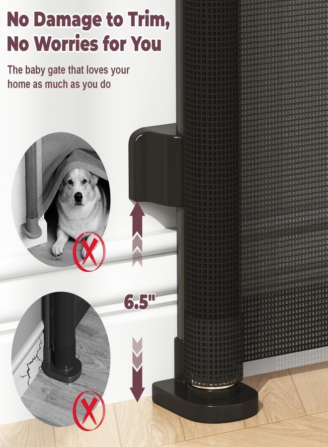 cideny Retractable Baby Gates for Doorways, 58" Extra Wide Mesh Child Dog Gate for Stairs, 34" Tall Toddler Pet Gate Indoor and Outdoor, Easy Install, Essential for Home Safety, Black - Image 4