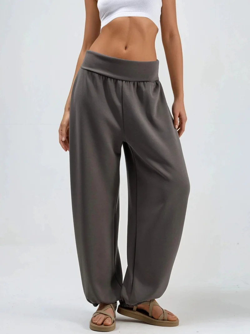 بوسيم BUSEM Women's Mid-Waist Straight Pull-On Trousers