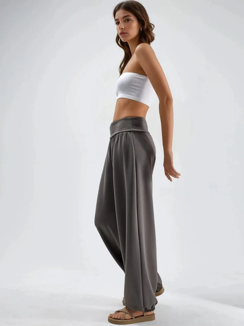 بوسيم BUSEM Women's Mid-Waist Straight Pull-On Trousers