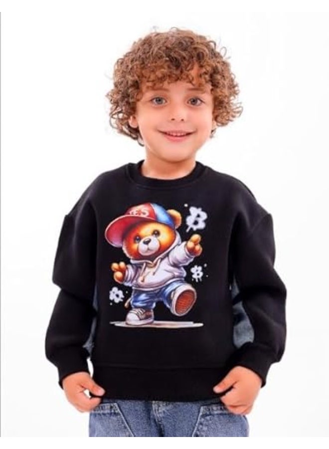 سويت شيرت أطفال BEAR CAP – تصميم كاجوال أنيق بخامة قطنية ناعمة ومريحة – مثالي للمدرسة والأنشطة اليومية والخروجات code 4001 - Image 4