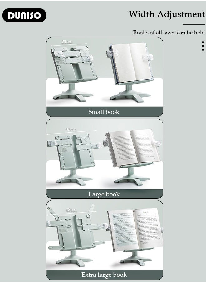 DUNISO - Book Stand Holder for Kids Portable Sturdy Book Stand Multi Heights Angles Adjustable Foldable Book Rest, Reading Free Hand Holder for Hard Covers Paperbacks CookBooks TextBooks Magazines - Image 1
