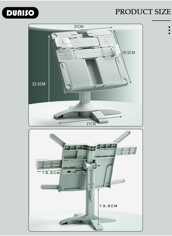 DUNISO - Book Stand Holder for Kids Portable Sturdy Book Stand Multi Heights Angles Adjustable Foldable Book Rest, Reading Free Hand Holder for Hard Covers Paperbacks CookBooks TextBooks Magazines - Image 1