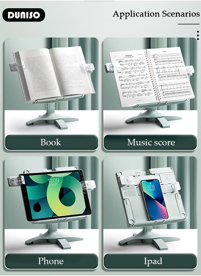 DUNISO - Book Stand Holder for Kids Portable Sturdy Book Stand Multi Heights Angles Adjustable Foldable Book Rest, Reading Free Hand Holder for Hard Covers Paperbacks CookBooks TextBooks Magazines - Image 1