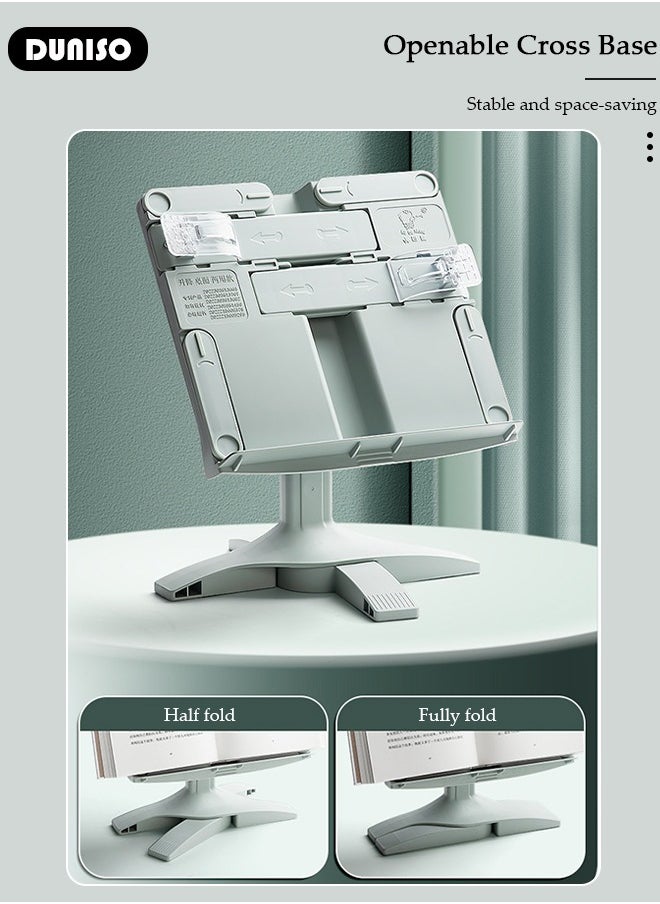 DUNISO - Book Stand Holder for Kids Portable Sturdy Book Stand Multi Heights Angles Adjustable Foldable Book Rest, Reading Free Hand Holder for Hard Covers Paperbacks CookBooks TextBooks Magazines - Image 1