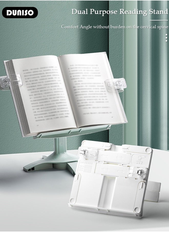 DUNISO - Book Stand Holder for Kids Portable Sturdy Book Stand Multi Heights Angles Adjustable Foldable Book Rest, Reading Free Hand Holder for Hard Covers Paperbacks CookBooks TextBooks Magazines - Image 1