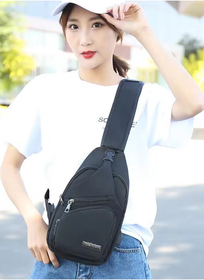 Leisure Chest Bag New Simple and USB Rechargeable Men's Shoulder Bag Sports Commuting diagonal crossing package