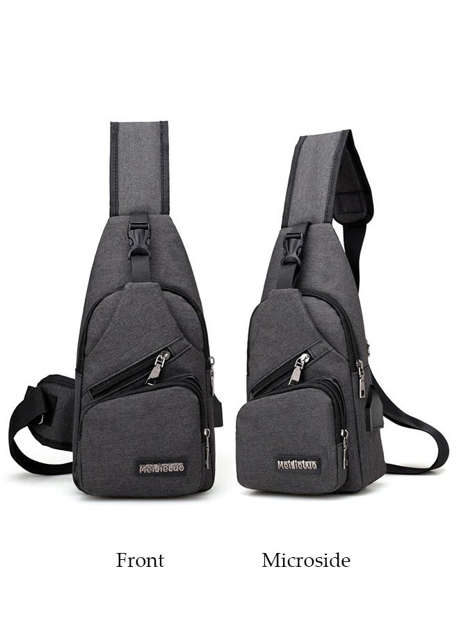 Leisure Chest Bag New Simple and USB Rechargeable Men's Shoulder Bag Sports Commuting diagonal crossing package