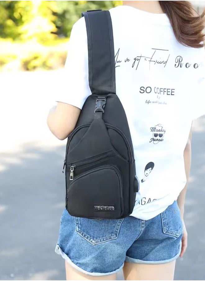 Leisure Chest Bag New Simple and USB Rechargeable Men's Shoulder Bag Sports Commuting diagonal crossing package