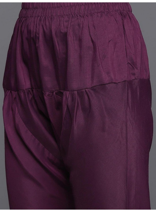 Libas Libas Women's Silk Blend Kurta Sets (33458O_Purple  - Image 5
