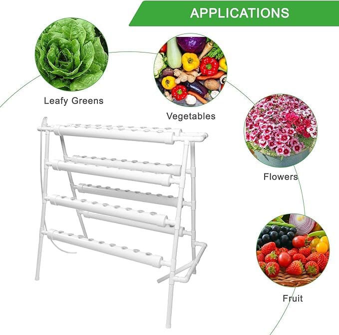 Meridian Hydroponics Growing Kit – 72 Plant Sites, 8 Deep‑Water Tubes, Balcony & Indoor Garden System, Complete Vegetable Growing Tools - CT - Image 3