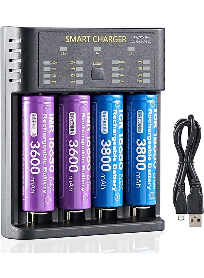 Universal Charger,18650 Battery Charger 4-Bay USB,Li-Ion 3.7v Battery AA,Battery High Current 2A Charging Case,Red/Green Display(Not Battery) - Image 1