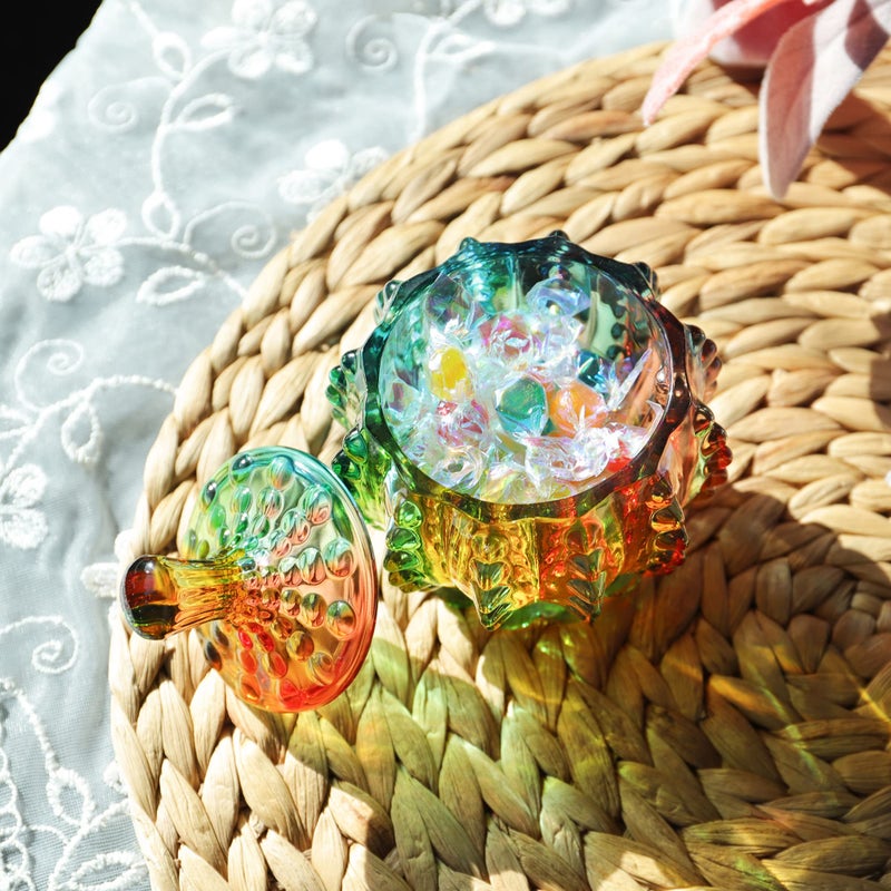 Joeyan 6 oz Colorful Embossed Glass Jars with Lid - Crystal Glass Candy Dishes - Iridescent Candy Jars Jewelry Box for Wedding, Party, Buffet Decorative - Image 5