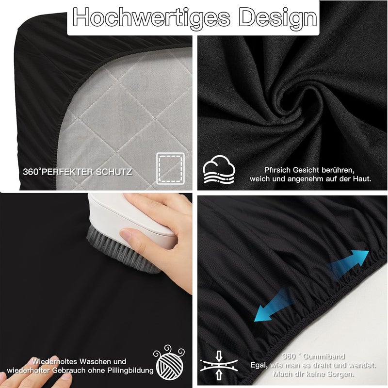 ohano Waterproof Mattress Protector 200 x 200 cm, Fine Flannel Microfibre Fitted Sheet, Incontinence Pad, Moisture Protection Bed Sheet, Waterproof and Breathable Mattress Cover, Black - Image 4