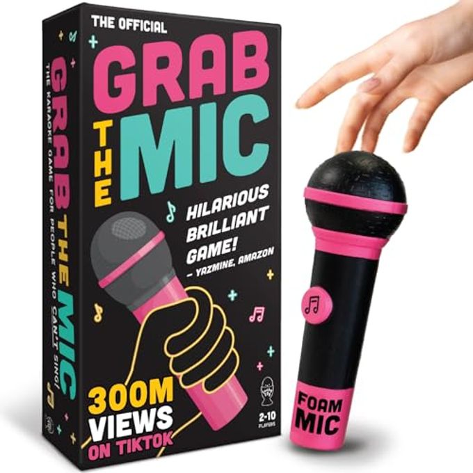 Lucky Egg Official Grab The Mic  Family Karaoke Board Game w/Foam Mic, 8+ Ages, 2-10 Players Games for Bad Singers w/ 240 Lyrics (120 Cards) (First Edition) - Image 4