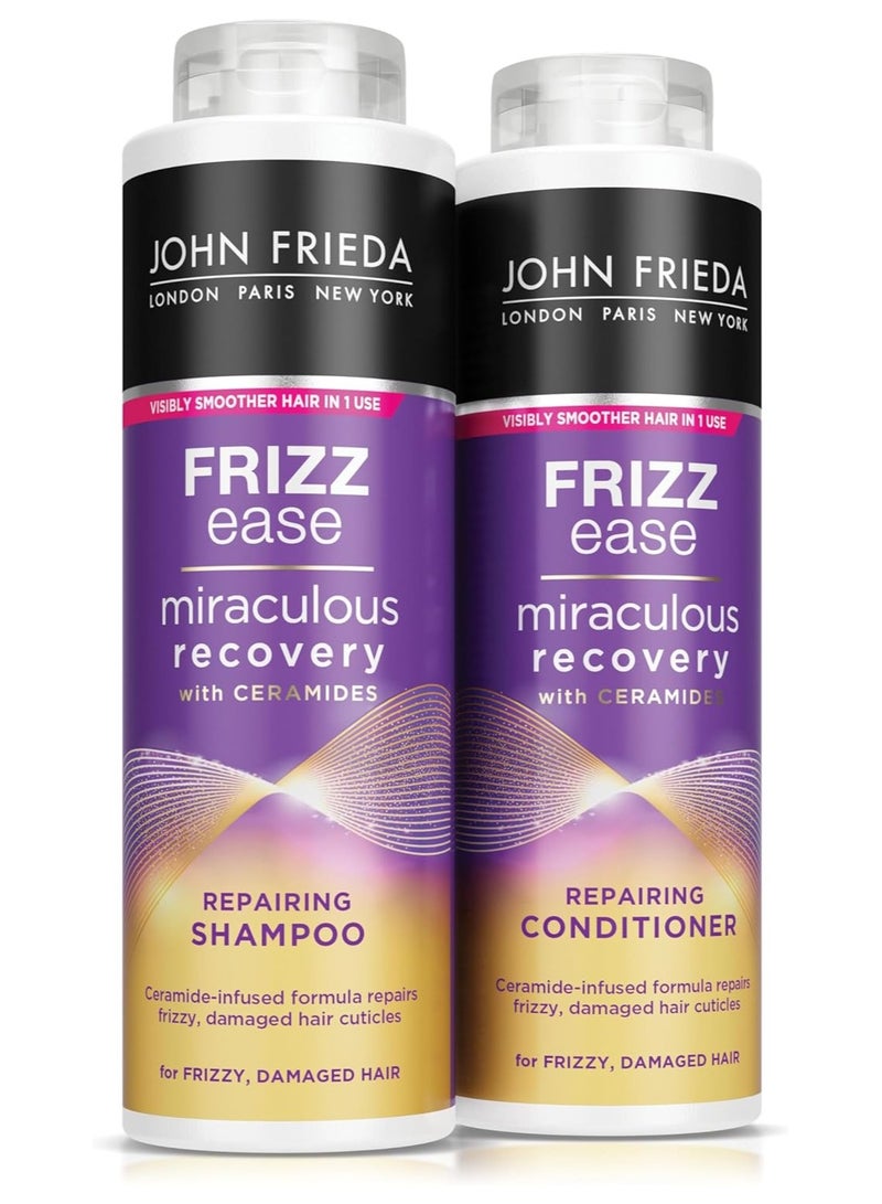 John Frieda John Frieda Frizz Ease Miraculous Recovery Shampoo And Conditioner Duo Pack 2 X 500ml, Repairing And Smoothing Shampoo And Conditioner Bundle Dry, Damaged Hair  - Image 1