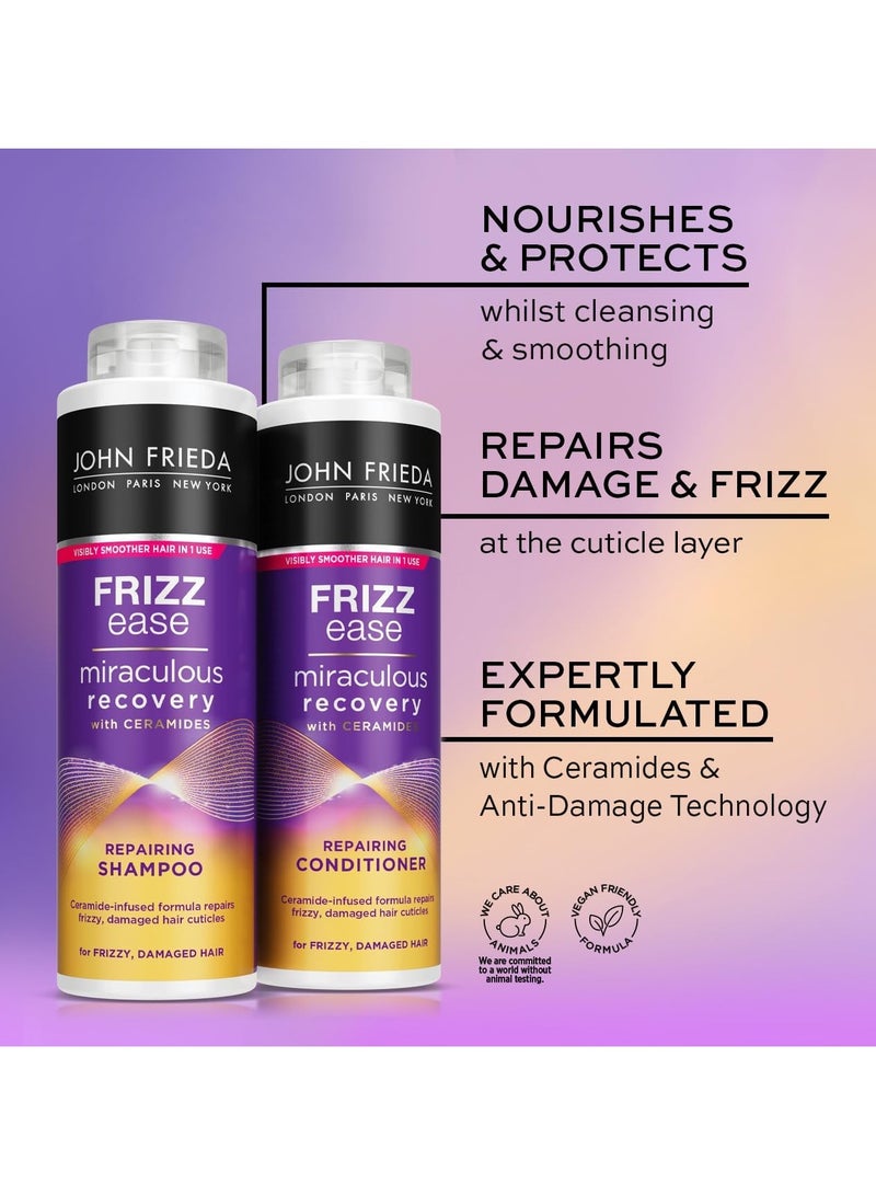 John Frieda John Frieda Frizz Ease Miraculous Recovery Shampoo And Conditioner Duo Pack 2 X 500ml, Repairing And Smoothing Shampoo And Conditioner Bundle Dry, Damaged Hair  - Image 2
