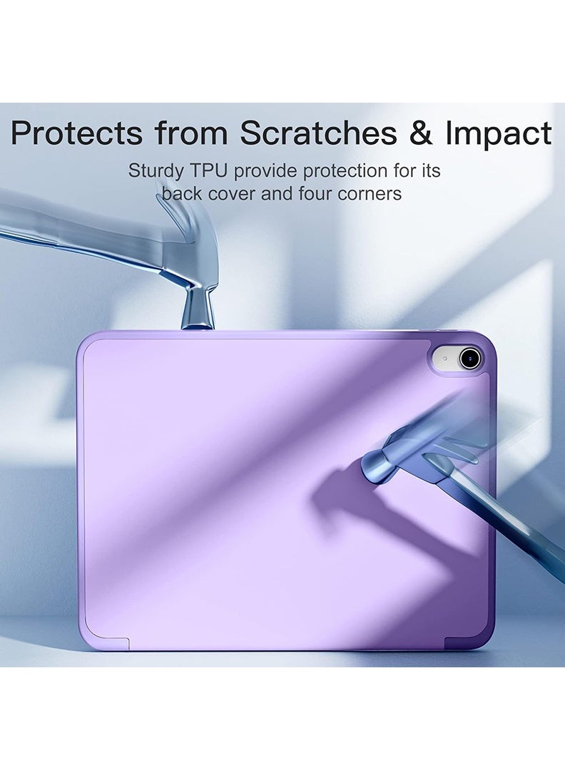 ثيودور جراب ذكي رفيع لجهاز iPad Air مقاس 11 بوصة (M4 2026/ M3 2025/ M2 2024)، غطاء ثلاثي الطي خفيف الوزن مع حامل قلم، ظهر من مادة TPU ناعمة، خاصية التشغيل/الإيقاف التلقائي، جراب واقٍ مقاوم للصدمات - لون لافندر - Image 5