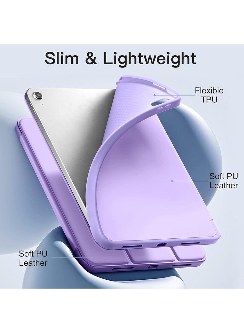ثيودور جراب ذكي رفيع لجهاز iPad Air مقاس 11 بوصة (M4 2026/ M3 2025/ M2 2024)، غطاء ثلاثي الطي خفيف الوزن مع حامل قلم، ظهر من مادة TPU ناعمة، خاصية التشغيل/الإيقاف التلقائي، جراب واقٍ مقاوم للصدمات - لون لافندر - Image 3