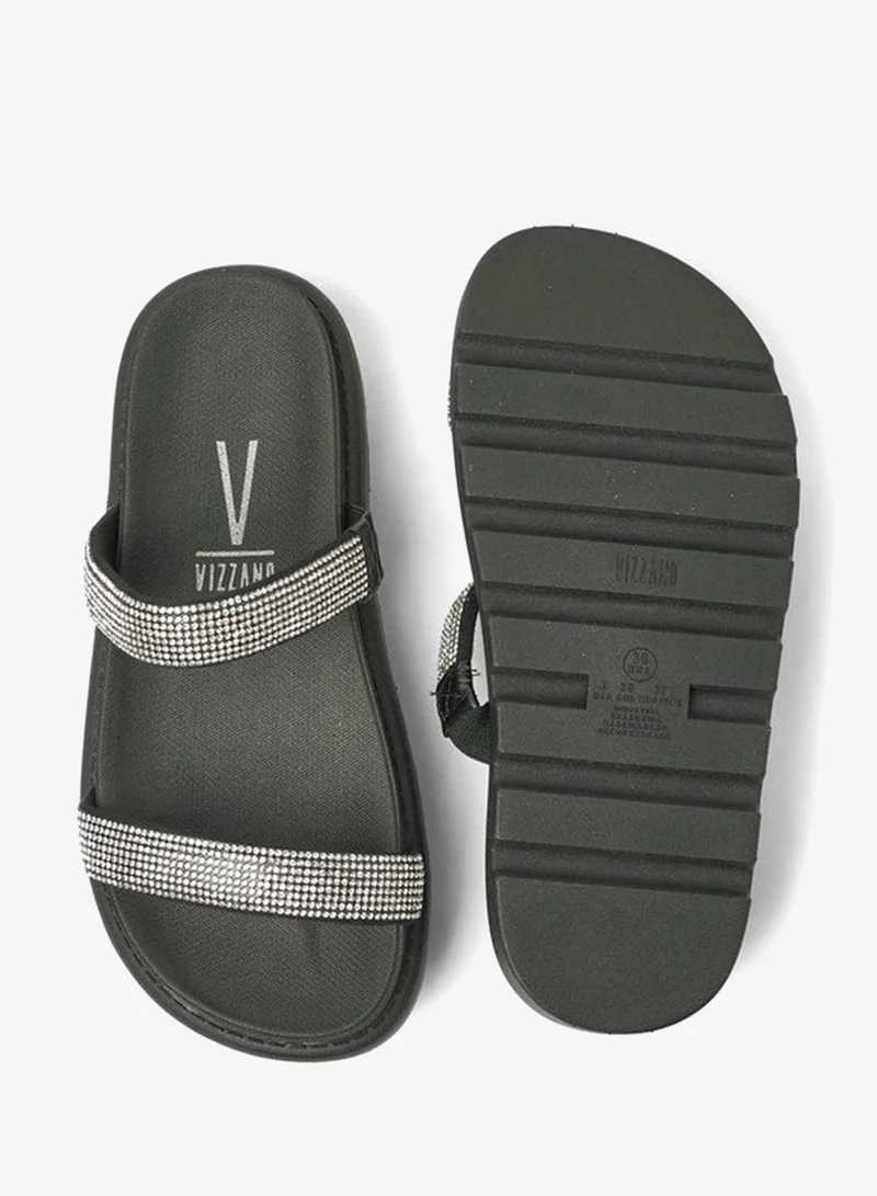 VIZZANO Black Flat Sandals for Women – Stylish Ladies Flat Sandals & Comfortable Flat Slippers for Women | Best Price UAE
