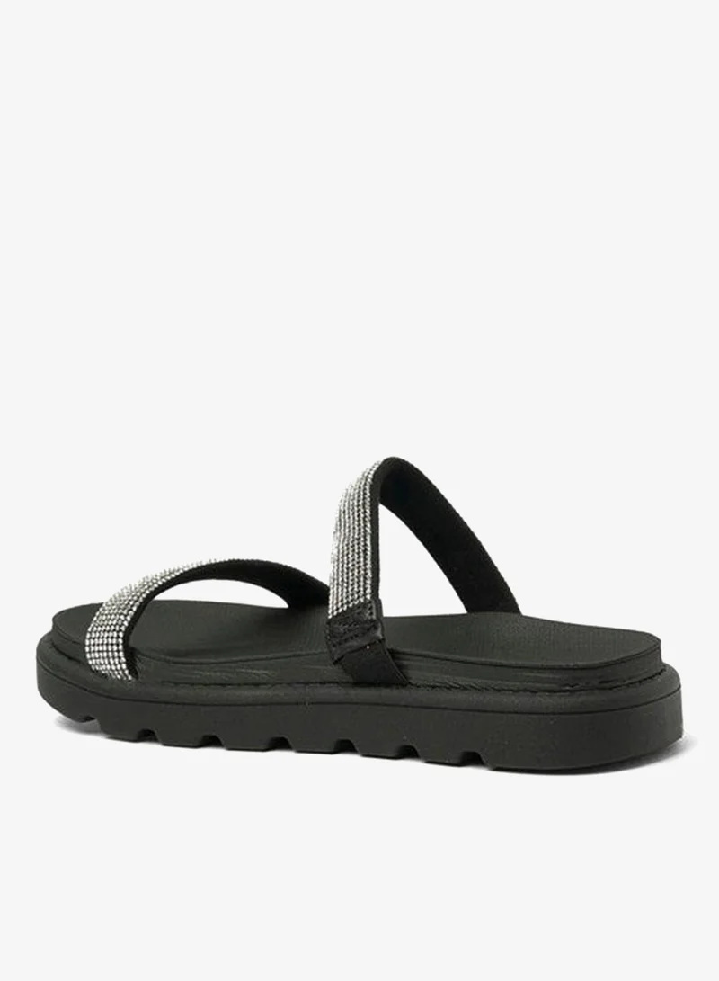 VIZZANO Black Flat Sandals for Women – Stylish Ladies Flat Sandals & Comfortable Flat Slippers for Women | Best Price UAE