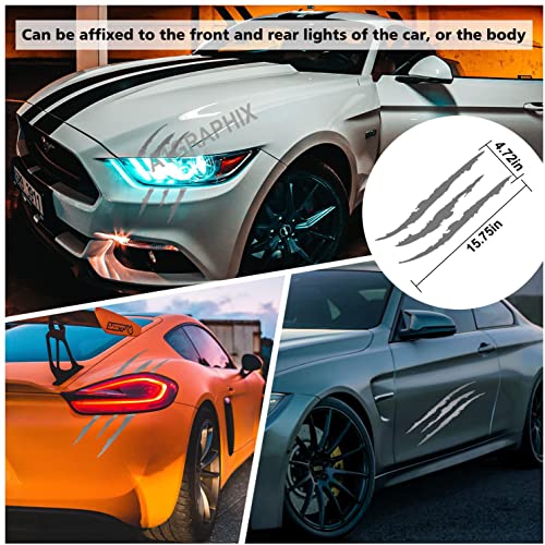 A1GRAPHIX Universal 2pcs Monster Claw Marks Headlight Car Sticker Stripes Scratch Decal Vinyl for Sports Cars SUV Pickup Truck Window Motorcycles ect C-Self-Adhesive - Image 5