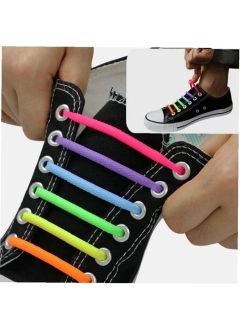 16pcs Lazy Elastic Shoelaces Stretchy Silicone Running Shoe Laces Waterproof No Tie Shoe Laces for Children and Adults