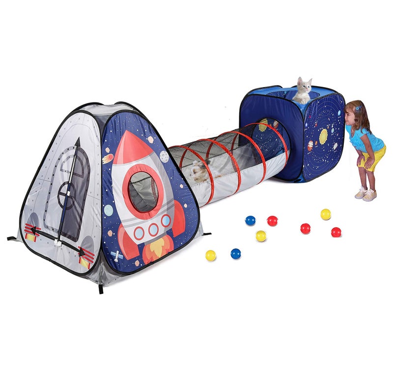 UTEX 3pc Space Astronaut Pop Up Play Tents with Tunnels for Kids, Boys, Girls, Babies and Toddlers, Indoor/Outdoor Playhouse –Stem Inspired Design W/Solar System & Planet - Image 1
