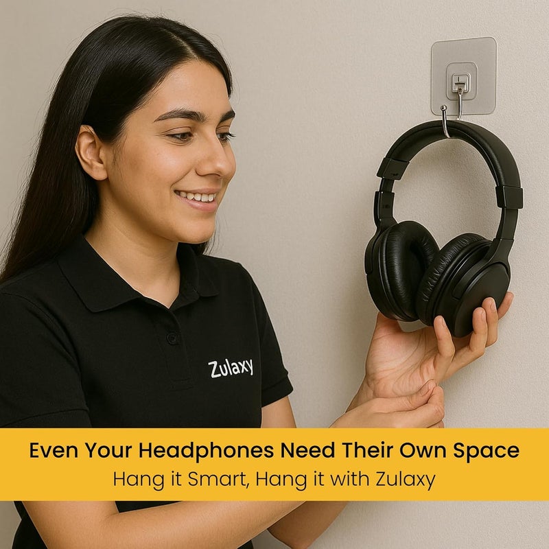 Zulaxy خطافات حائط شفافة كبيرة الحجم من للتعليق – خطافات لاصقة من الفولاذ المقاوم للصدأ ثقيلة للحمام والمطبخ والمناشف والأواني والمفاتيح – مقاومة للماء، بدون حفر (عبوة من 10 قطع) - Image 3