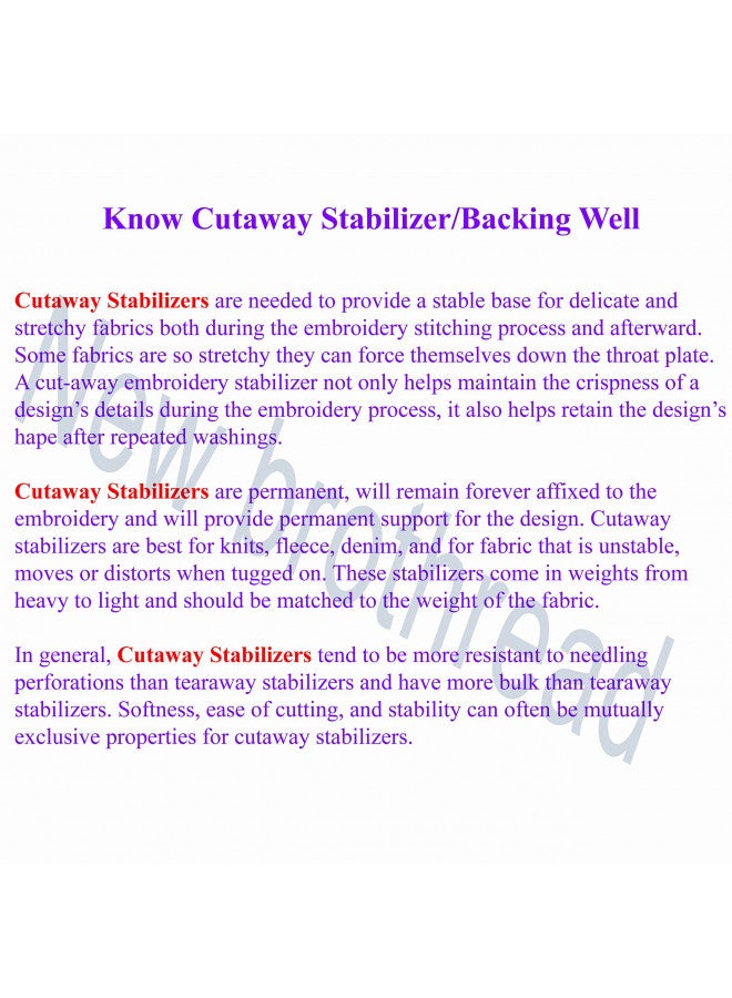 New brothread Cut Away Machine Embroidery Stabilizer Backing 12" x 50 Yd roll - Medium Weight 2.5 Ounce - Cut into Variable Sizes - for Machine Embroidery and Hand Sewing - Image 1