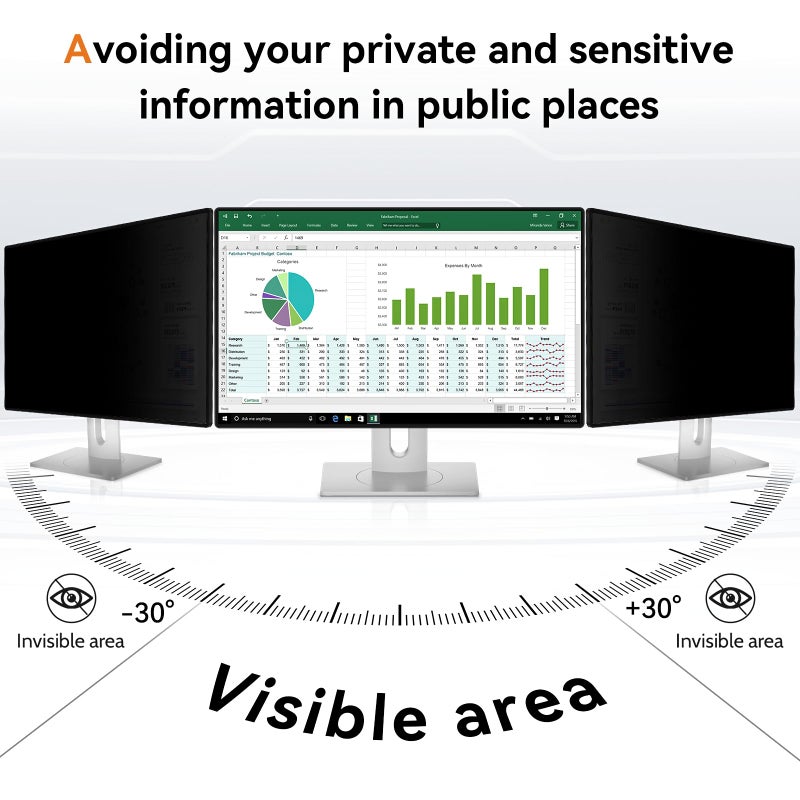 Mamol 24 Inch Computer Privacy Screen Filter for 16:9 Aspect Ratio Widescreen Monitor - Removable Computer Screen Privacy Shield and Anti Glare Blue Light Filter, Anti-Scratch Screen Protective Film - Image 3