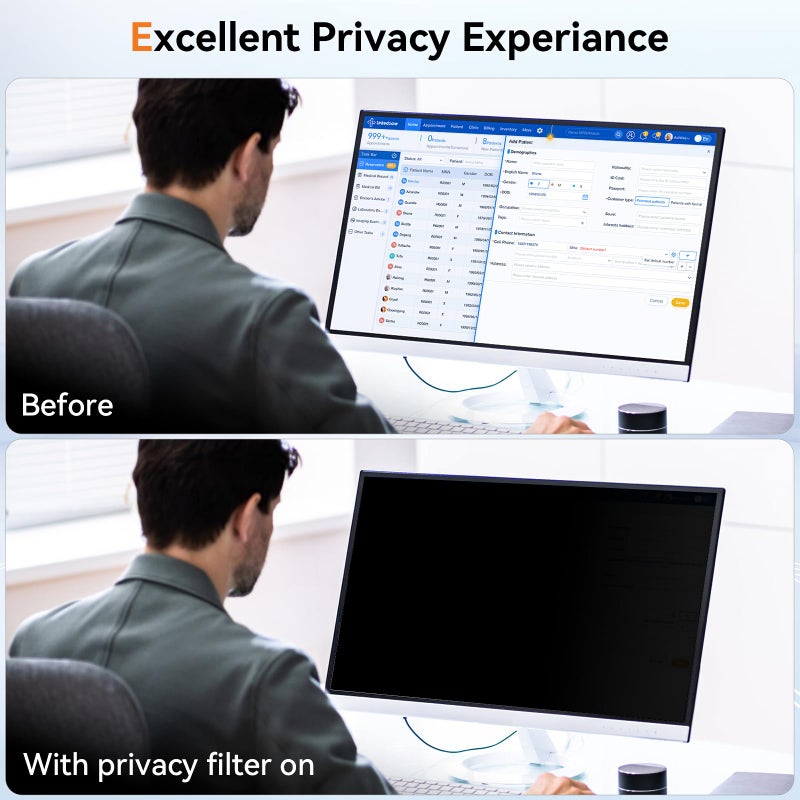 Mamol 24 Inch Computer Privacy Screen Filter for 16:9 Aspect Ratio Widescreen Monitor - Removable Computer Screen Privacy Shield and Anti Glare Blue Light Filter, Anti-Scratch Screen Protective Film - Image 2