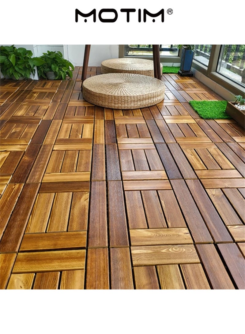 Motim 10PCS Wooden Decking Tiles 30×30CM Interlocking Deck Tiles Waterproof Anti Slip Wooden Floor Tiles for Outdoor & Indoor Patio Garden Balcony Poolside - Image 5