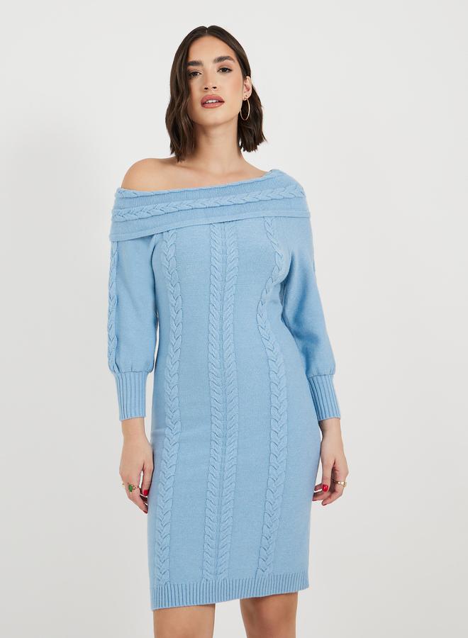 Styli Off Shoulder Knit Dress  - Image 5