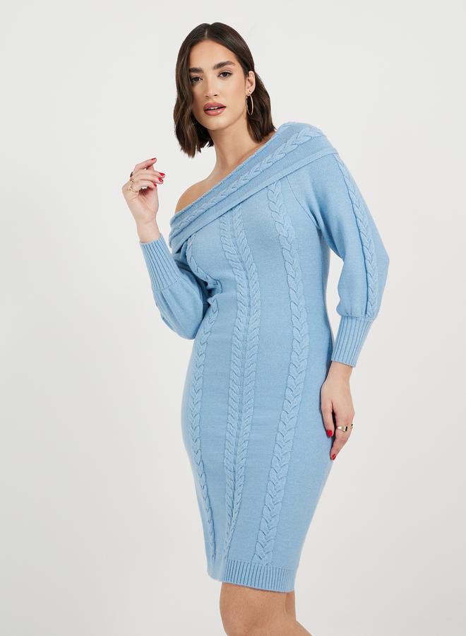 Styli Off Shoulder Knit Dress  - Image 1