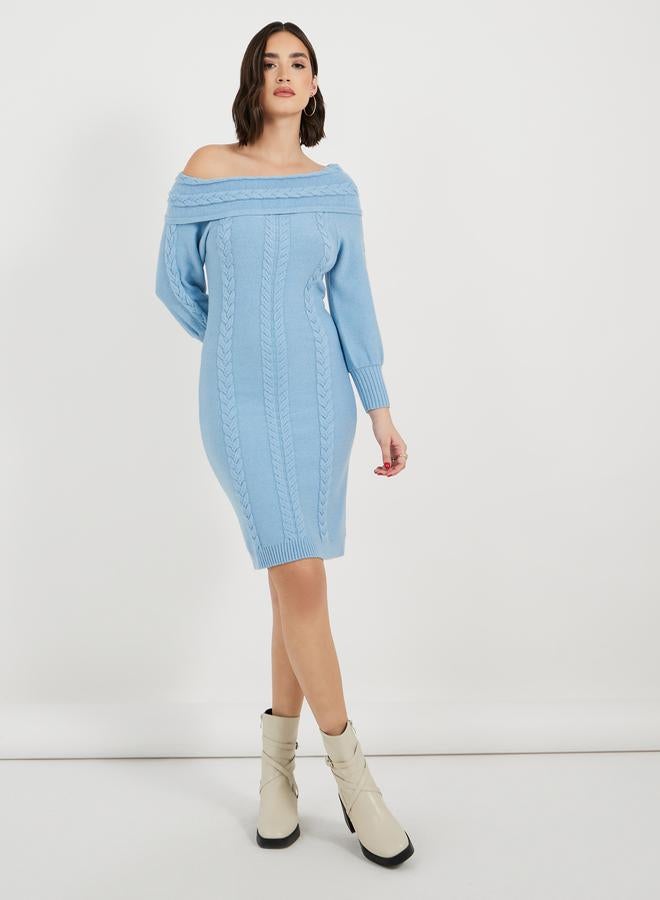 Styli Off Shoulder Knit Dress  - Image 2