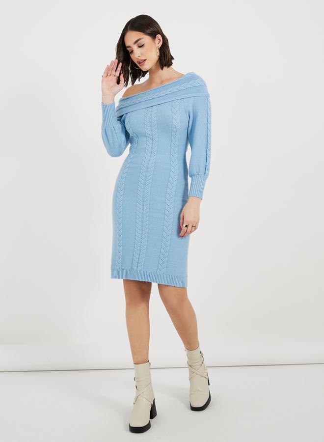 Styli Off Shoulder Knit Dress  - Image 4
