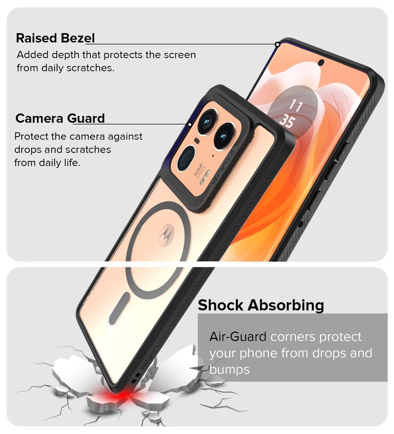 KAPAVER MAG-X Back Cover Case for Motorola Edge 50 Ultra -(Black)(Polycarbonate + TPU) - Image 3