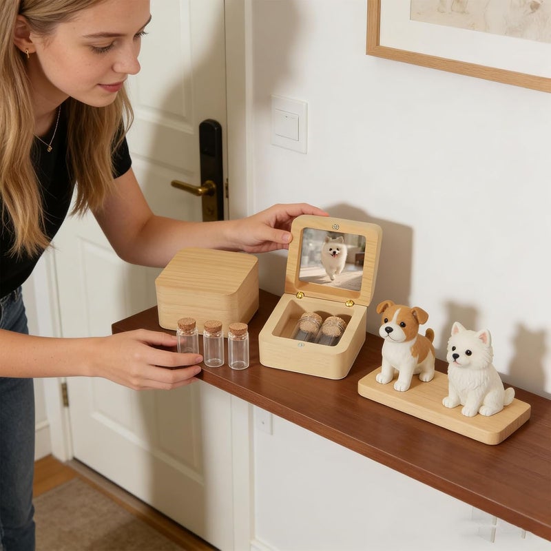 Genuine Strong Wood Pet Coat and Initial Hair Storage Container with Refined Exterior Animal Hair Memorial Container - Image 2