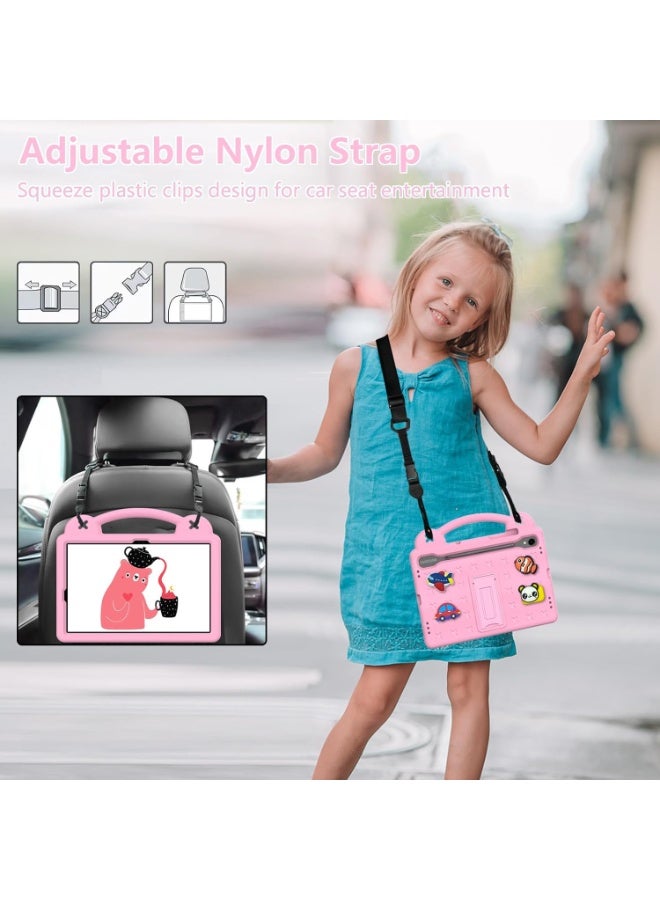 VKL Kids Case for Samsung Galaxy Tab S10 Lite 10.9 inch 2025 Tablet [Kids Friendly] DIY Cute Cartoon Lightweight EVA Portable Handle Stand Shockproof Cover with Shoulder Strap (Pink) - Image 2