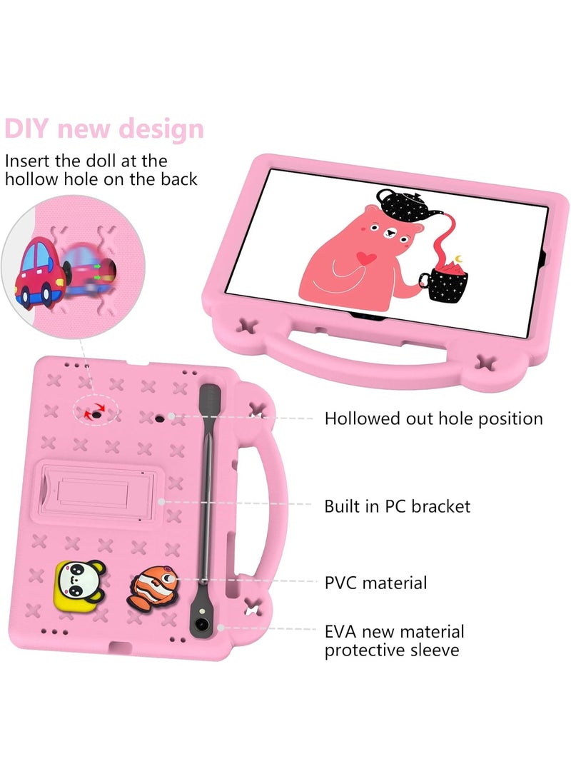 VKL Kids Case for Samsung Galaxy Tab S10 Lite 10.9 inch 2025 Tablet [Kids Friendly] DIY Cute Cartoon Lightweight EVA Portable Handle Stand Shockproof Cover with Shoulder Strap (Pink) - Image 4