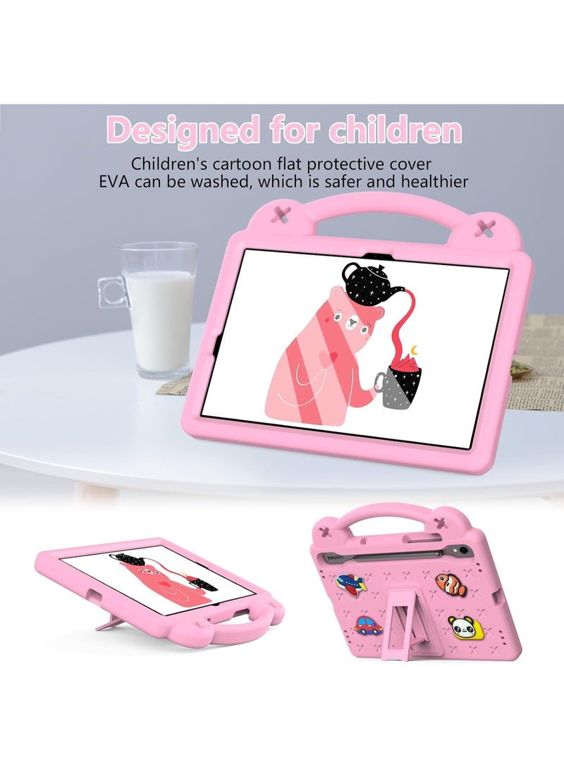 VKL Kids Case for Samsung Galaxy Tab S10 Lite 10.9 inch 2025 Tablet [Kids Friendly] DIY Cute Cartoon Lightweight EVA Portable Handle Stand Shockproof Cover with Shoulder Strap (Pink) - Image 5