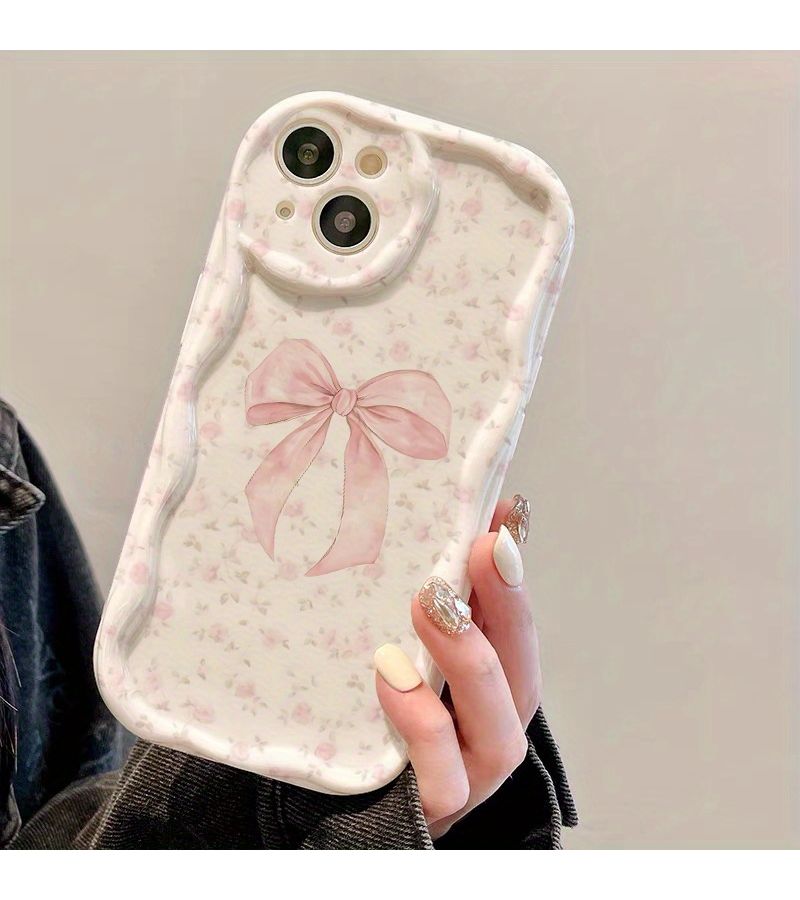 Phone Case Mixed Color 1 Compatible With Iphone 13 Pro Featuring A Cartoon Light Pink Bow Array Pattern 2D Design Ideal Holiday Gift For Family Friends Or Loved Ones - Image 1