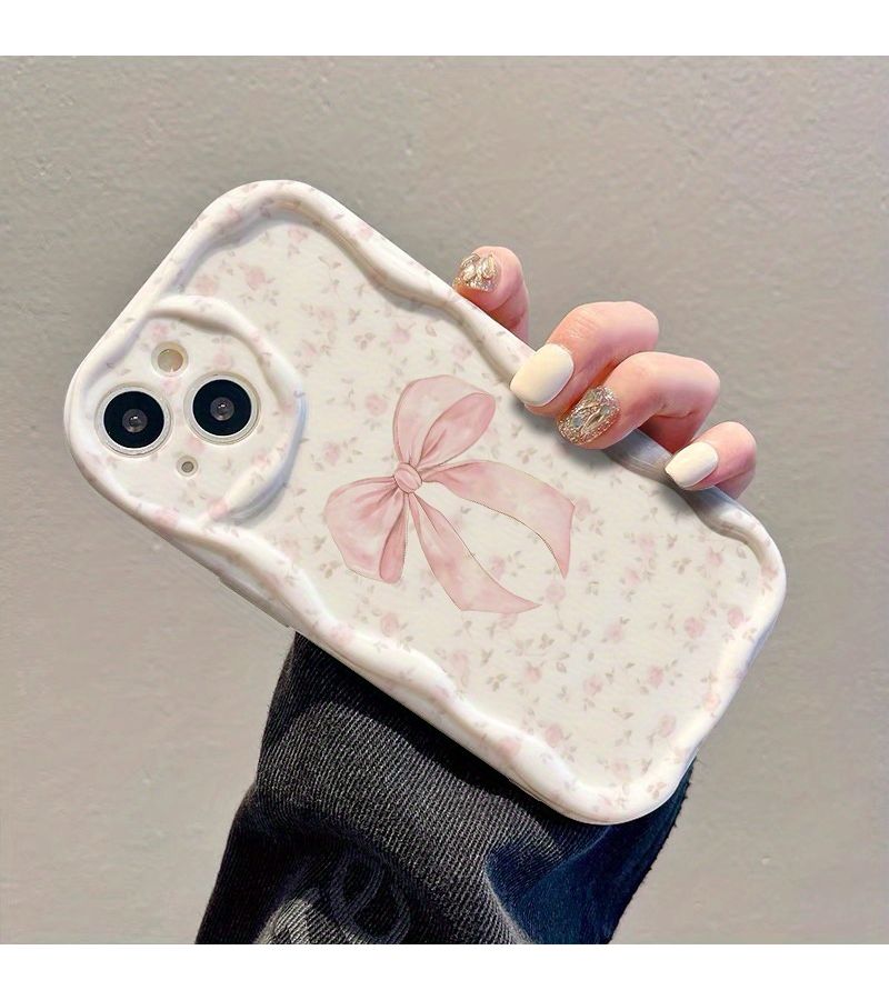Phone Case Mixed Color 1 Compatible With Iphone 13 Pro Featuring A Cartoon Light Pink Bow Array Pattern 2D Design Ideal Holiday Gift For Family Friends Or Loved Ones - Image 4