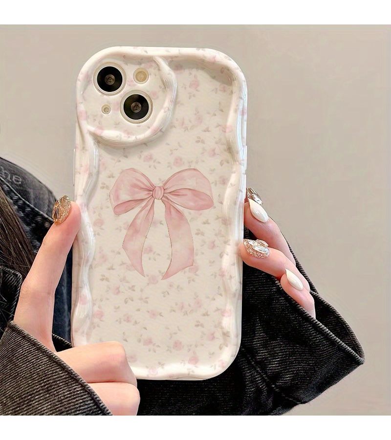 Phone Case Mixed Color 1 Compatible With Iphone 13 Pro Featuring A Cartoon Light Pink Bow Array Pattern 2D Design Ideal Holiday Gift For Family Friends Or Loved Ones - Image 2